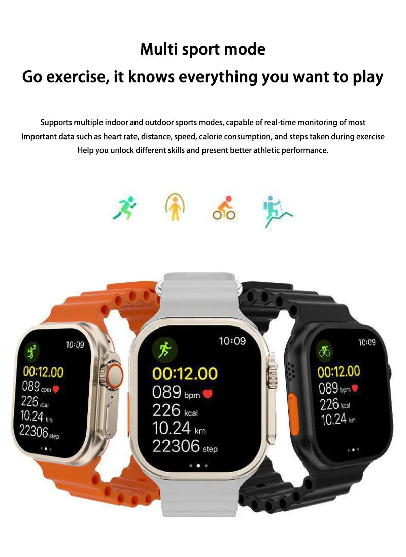 Xiaomi T900Ultra Smartwatch Bluetooth Talk Smartwatch Alerta de mensagem Monitor de frequência cardíaca Relógio esportivo para Android IOS Homens Mulheres