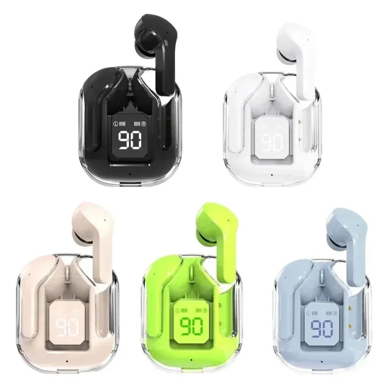 TWS Wireless Bluetooth Earphone Noise Canceling HiFi Stereo Sport Headphones with Digital Display Transparent Charging Case