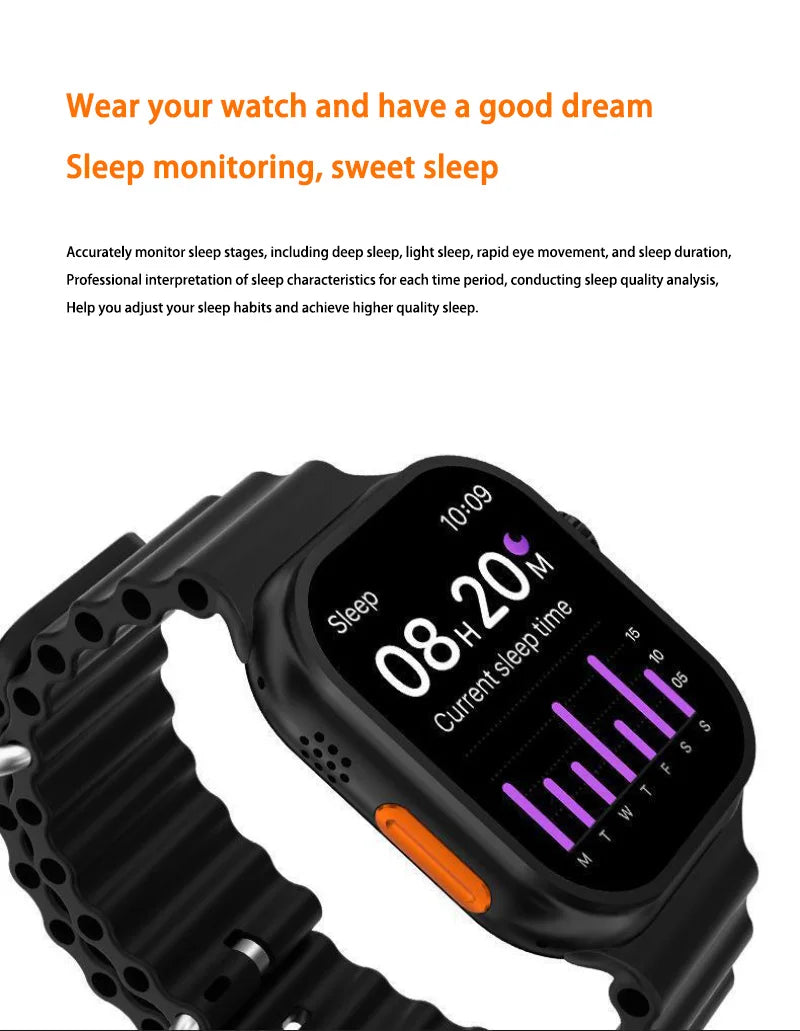 Xiaomi T900Ultra Smartwatch Bluetooth Talk Smartwatch Alerta de mensagem Monitor de frequência cardíaca Relógio esportivo para Android IOS Homens Mulheres