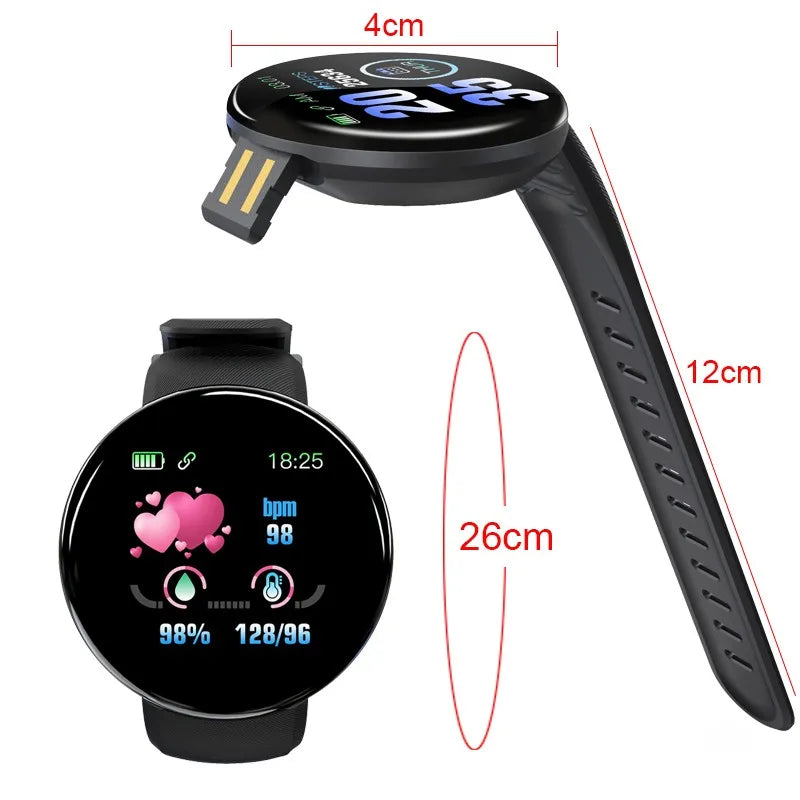 D18 Smart Watch Homens Mulheres Smartwatch Pressão Arterial À Prova D'Água Relógios Digitais Esportes Fitness Rastreador Relógio para Apple Watch Band