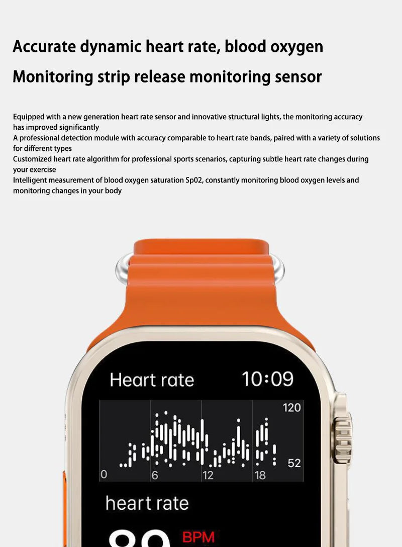 Xiaomi T900Ultra Smartwatch Bluetooth Talk Smartwatch Alerta de mensagem Monitor de frequência cardíaca Relógio esportivo para Android IOS Homens Mulheres