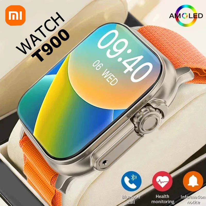 Xiaomi T900Ultra Smartwatch Bluetooth Talk Smartwatch Alerta de mensagem Monitor de frequência cardíaca Relógio esportivo para Android IOS Homens Mulheres