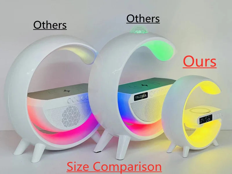 Carregador sem fio multifuncional Pad Stand Speaker TF RGB Night Light 15W Estação de carregamento rápido para iPhone Samsung Xiaomi Huawei